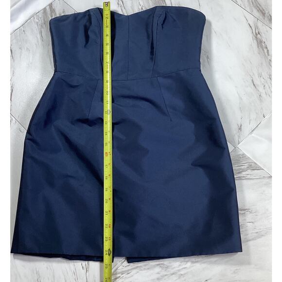 Monique Lhuillier Dress Size 4 Sweetheart Neck Strapless Navy, Wedding Cocktail - Picture 9 of 10